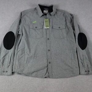 Goodfellow Flannel Shirt Mens Large Flap Pocket Elbow Patch Button Long Sleeve